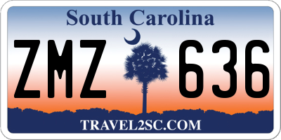 SC license plate ZMZ636
