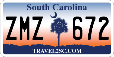 SC license plate ZMZ672