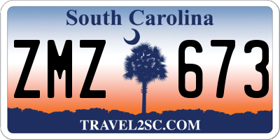SC license plate ZMZ673