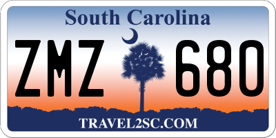 SC license plate ZMZ680