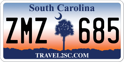 SC license plate ZMZ685