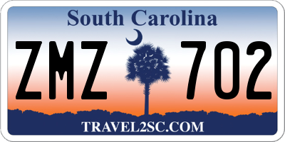 SC license plate ZMZ702
