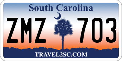 SC license plate ZMZ703