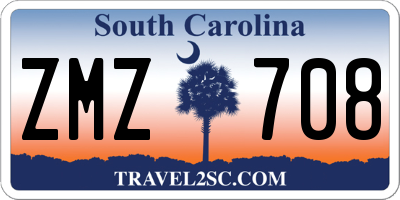 SC license plate ZMZ708