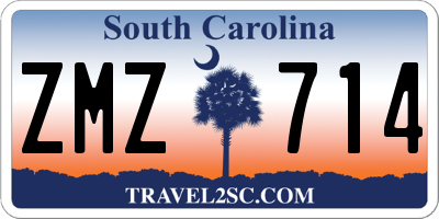 SC license plate ZMZ714