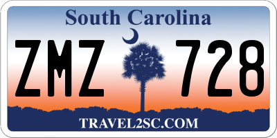 SC license plate ZMZ728