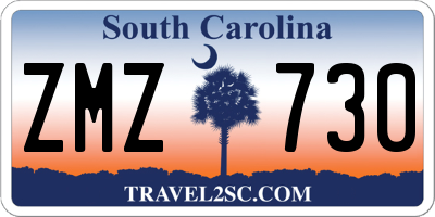 SC license plate ZMZ730