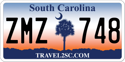 SC license plate ZMZ748
