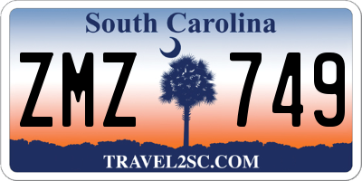 SC license plate ZMZ749