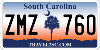 SC license plate ZMZ760