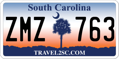 SC license plate ZMZ763