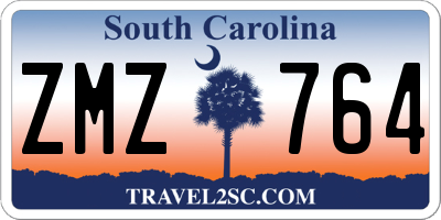 SC license plate ZMZ764