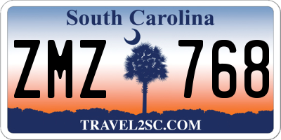 SC license plate ZMZ768