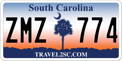 SC license plate ZMZ774