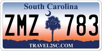 SC license plate ZMZ783