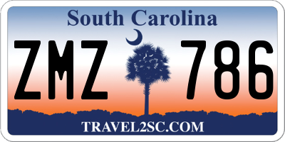 SC license plate ZMZ786
