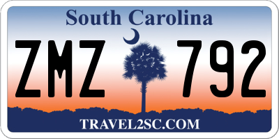 SC license plate ZMZ792