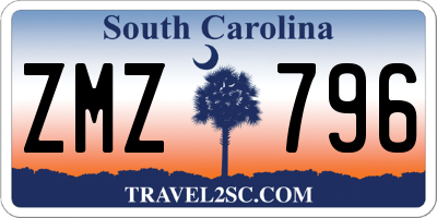SC license plate ZMZ796