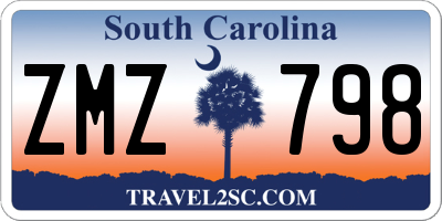 SC license plate ZMZ798