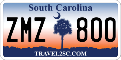 SC license plate ZMZ800