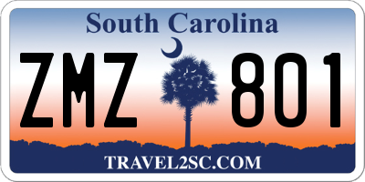 SC license plate ZMZ801
