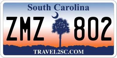 SC license plate ZMZ802