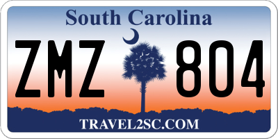 SC license plate ZMZ804