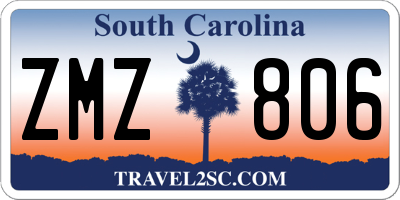 SC license plate ZMZ806