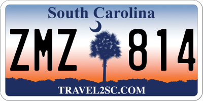 SC license plate ZMZ814