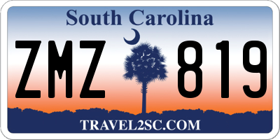 SC license plate ZMZ819