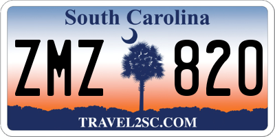 SC license plate ZMZ820