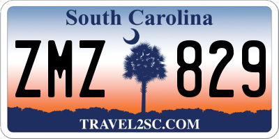 SC license plate ZMZ829