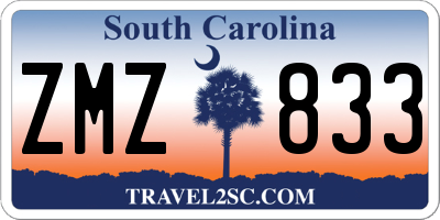SC license plate ZMZ833