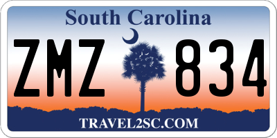 SC license plate ZMZ834