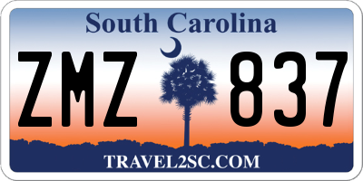 SC license plate ZMZ837