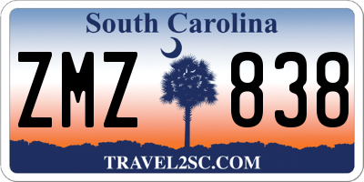 SC license plate ZMZ838
