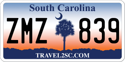 SC license plate ZMZ839