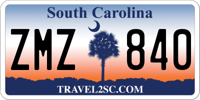 SC license plate ZMZ840