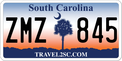SC license plate ZMZ845
