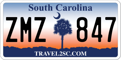 SC license plate ZMZ847