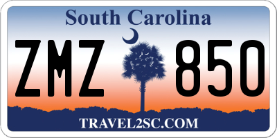 SC license plate ZMZ850