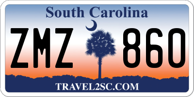 SC license plate ZMZ860