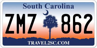 SC license plate ZMZ862