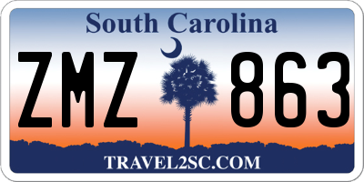 SC license plate ZMZ863