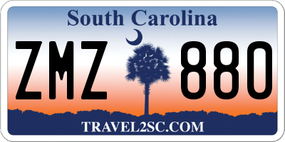 SC license plate ZMZ880