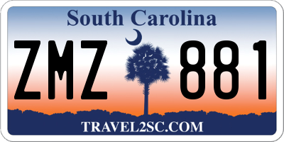 SC license plate ZMZ881