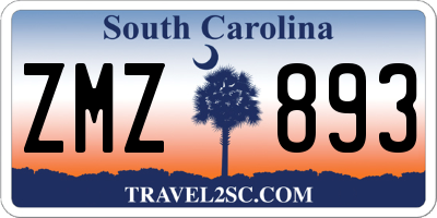 SC license plate ZMZ893