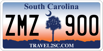 SC license plate ZMZ900