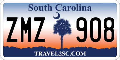 SC license plate ZMZ908
