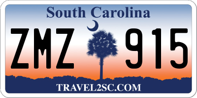 SC license plate ZMZ915